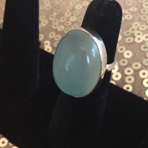 Chrysoprase cabochon ring size 7